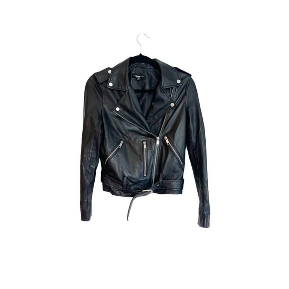 Slate And Willow Leather Moto Jacket Black Women's Size Small - Picture 4 of 6